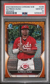 2023 Bowman Mega Box Chrome 238 Alfredo Duno Orange PSA 10