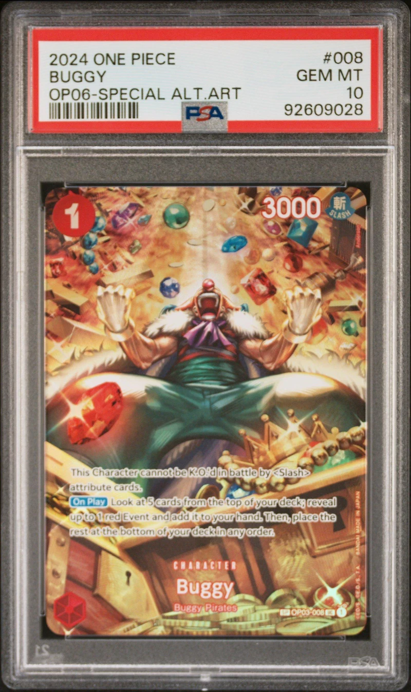 2024 One Piece Op06-wings Of The Captain 008 Buggy Special Alternate Art PSA 10