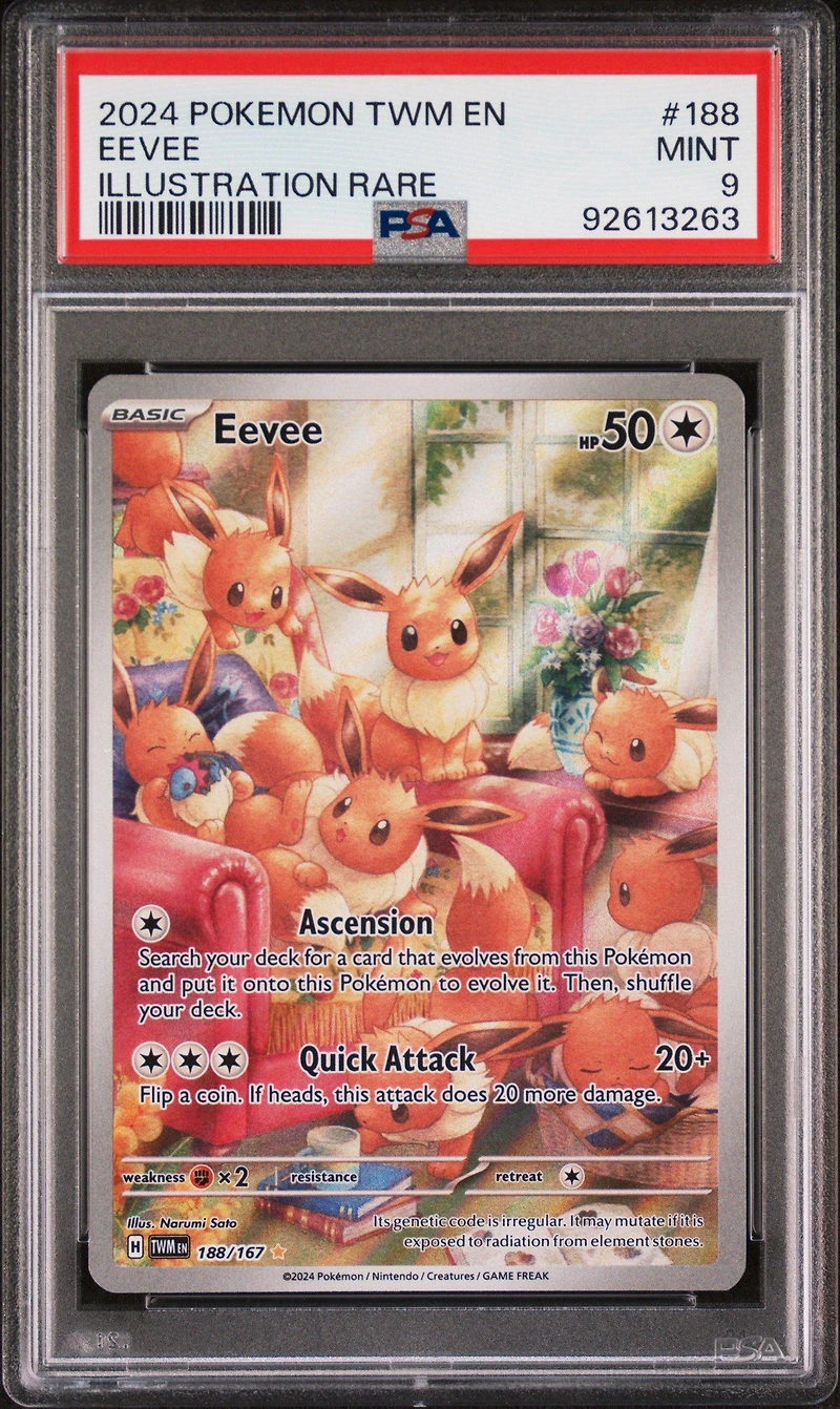 2024 Pokemon Twm En-twilight Masquerade 188 Eevee Illustration Rare PSA