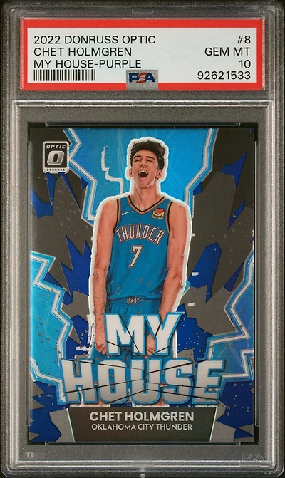 2022 Panini Donruss Optic My House 8 Chet Holmgren Purple PSA 10