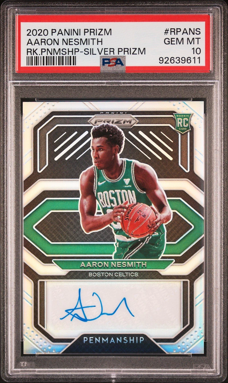 2020 Panini Prizm Rookie Penmanship Rpans Aaron Nesmith Silver Prizm PSA 10