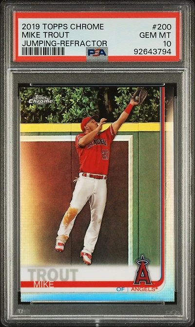 2019 Topps Chrome 200 Mike Trout Jumping-refractor PSA 10