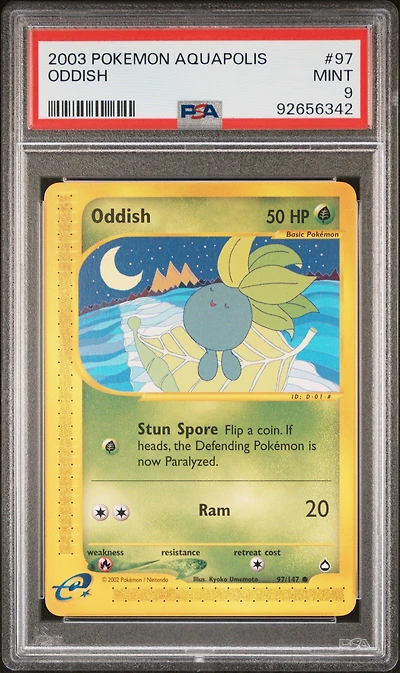 2003 Pokemon Aquapolis 97 Oddish PSA