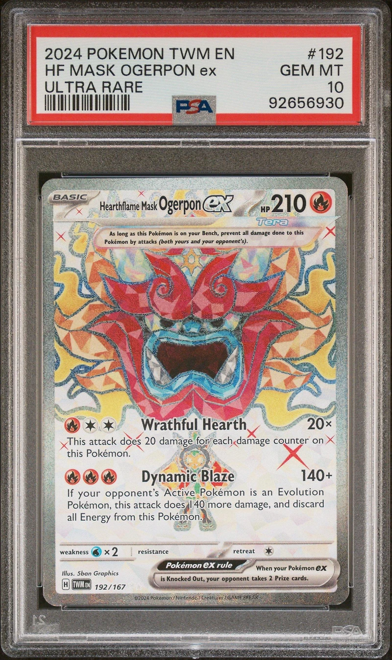 2024 Pokemon Twm En-twilight Masquerade 192 Hearthflame Mask Ogerpon Ex Ultra Rare PSA