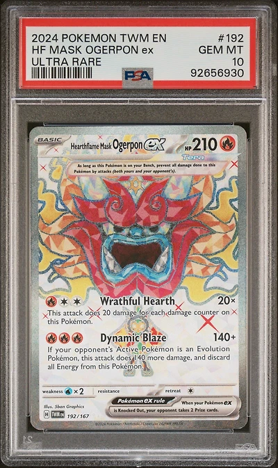 2024 Pokemon Twm En-twilight Masquerade 192 Hearthflame Mask Ogerpon Ex Ultra Rare PSA
