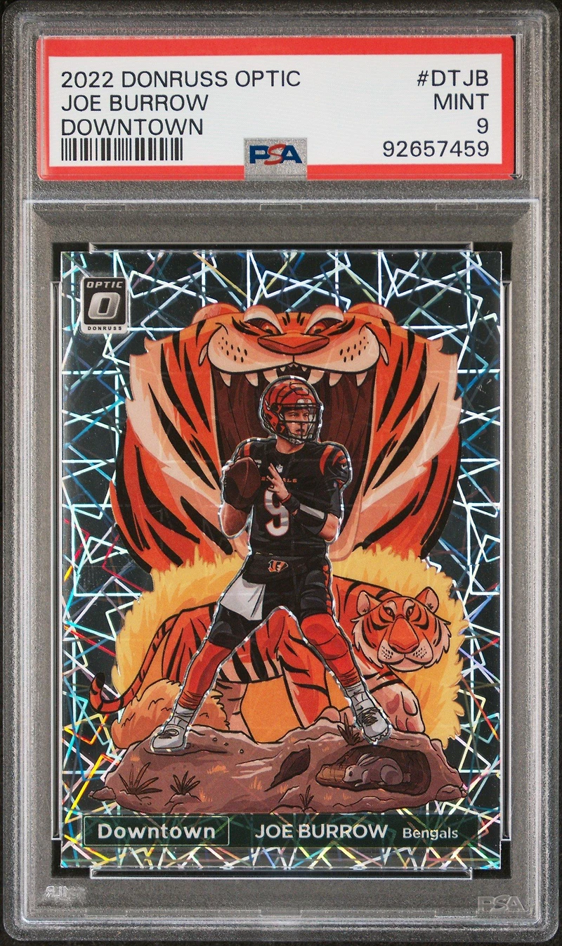 2022 Panini Donruss Optic Downtown Dtjb Joe Burrow PSA 9