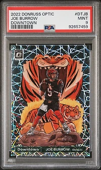 2022 Panini Donruss Optic Downtown Dtjb Joe Burrow PSA 9