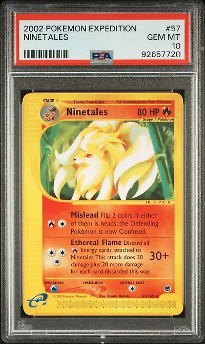 2002 Pokemon Expedition 57 Ninetales PSA 10