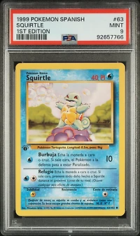 1999 Pokemon Spanish 63 Squirtle 1st Edition PSA 9