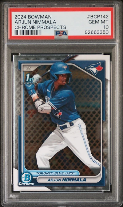 2024 Bowman Chrome Prospects Bcp142 Arjun Nimmala PSA 10