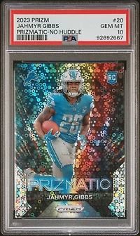 2023 Panini Prizm Prizmatic 20 Jahmyr Gibbs No Huddle PSA 10