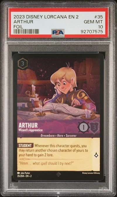 2023 Disney Lorcana En 2-rise Of The Floodborn 35 Arthur - Wizard's Apprentice Foil PSA 10