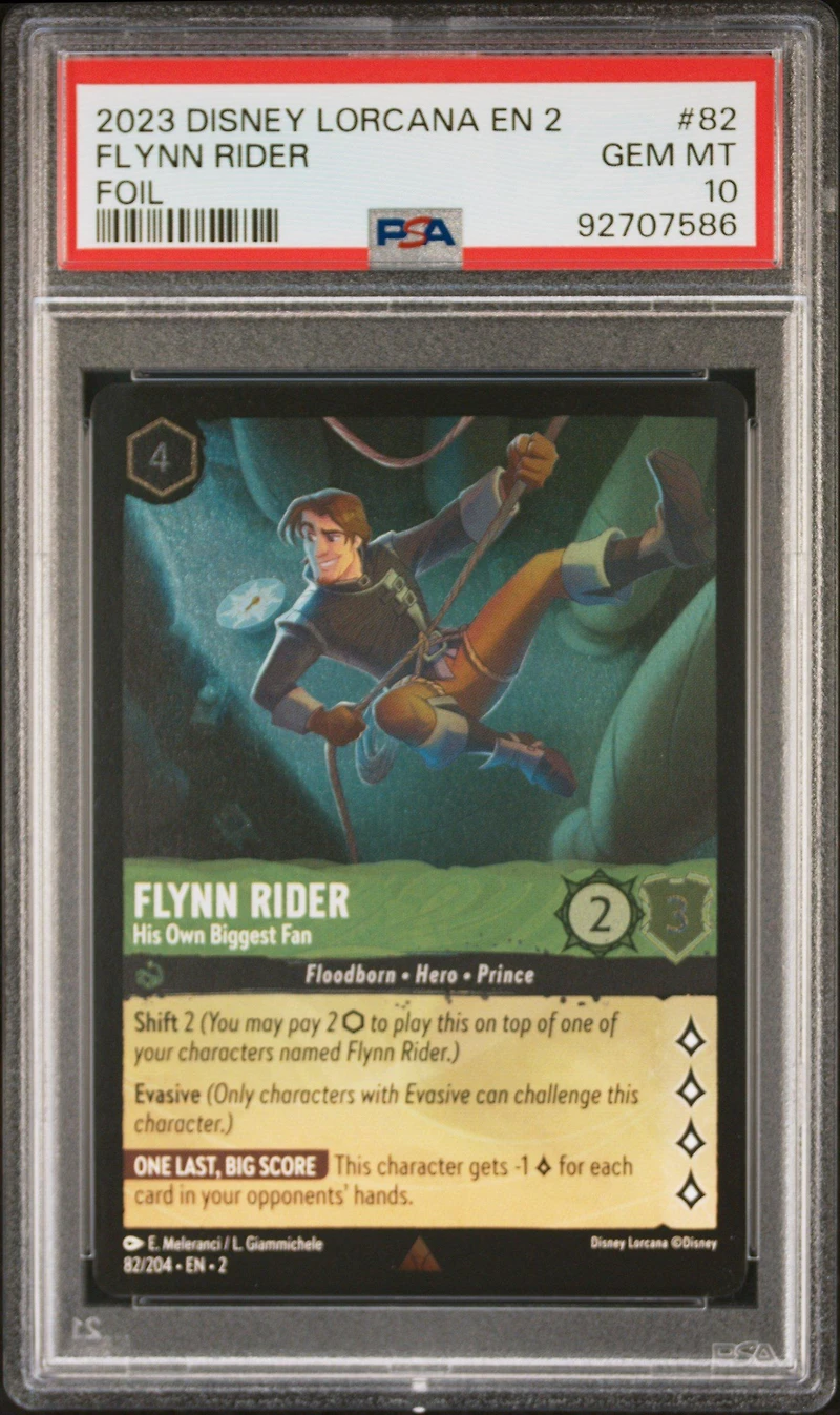 2023 Disney Lorcana En 2-rise Of The Floodborn 82 Flynn Rider - His Own Biggest Fan Foil PSA 10