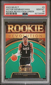 2023 Panini Select Rookie Revolution 9 Victor Wembanyama Green Prizm PSA 10
