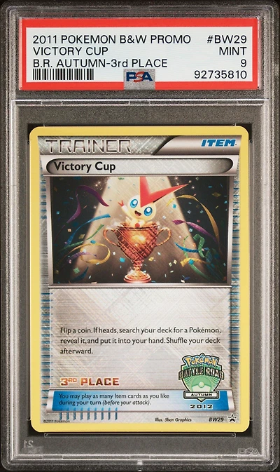 2011 Pokemon Black & White Promo Bw29 Victory Cup Battle Road Autumn-3rd Place PSA 9