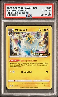2020 Pokemon Swsh Black Star Promo 036 Arctozolt-holo Prerelease-staff PSA 10