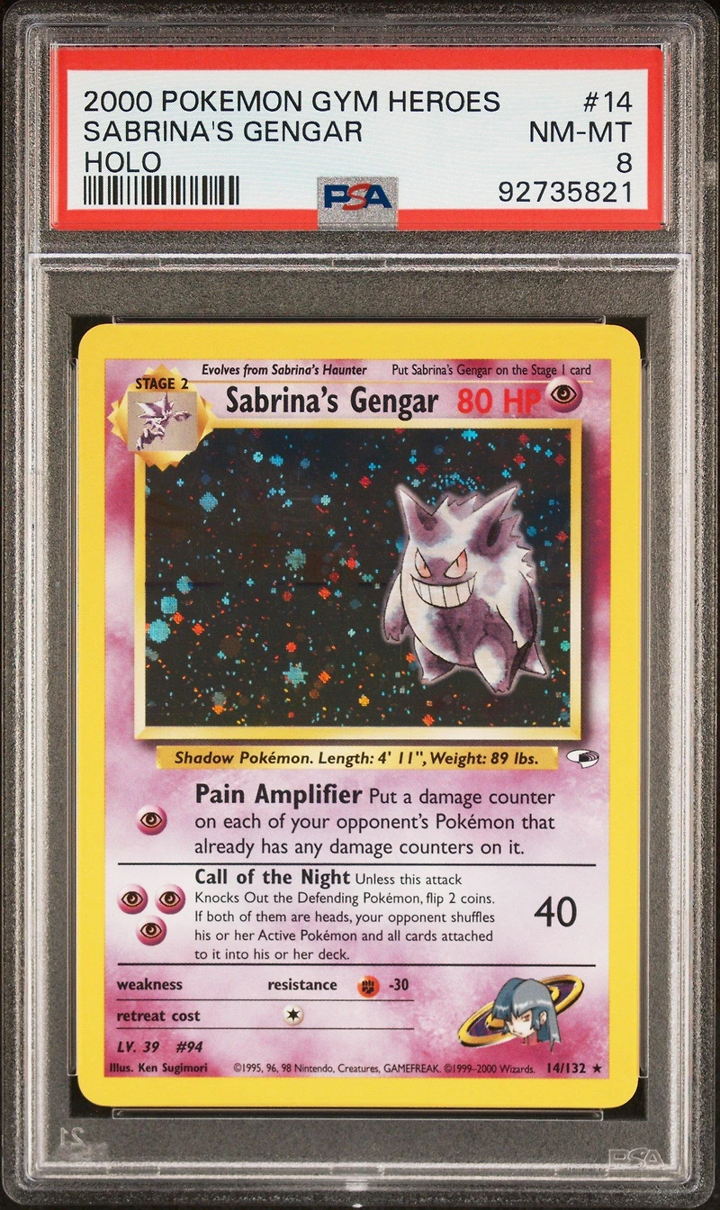 2000 Pokemon Gym Heroes 14 Sabrina's Gengar PSA 8