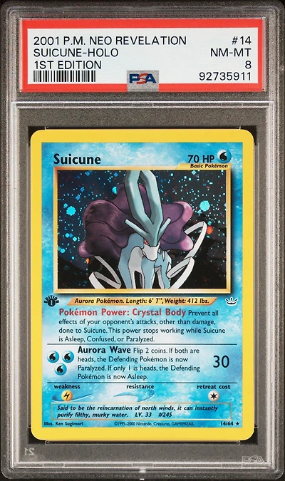 2001 Pokemon Neo Revelation 1st Edition 14 Suicune PSA 8