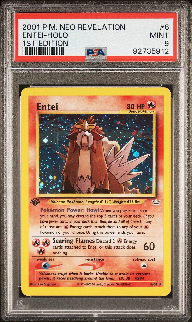 2001 Pokemon Neo Revelation 1st Edition 6 Entei PSA 9