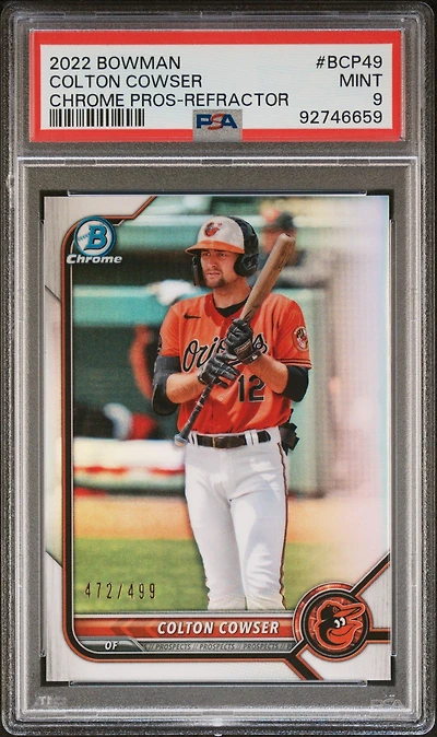 2022 Bowman Chrome Prospects Bcp49 Colton Cowser Refractor PSA 9