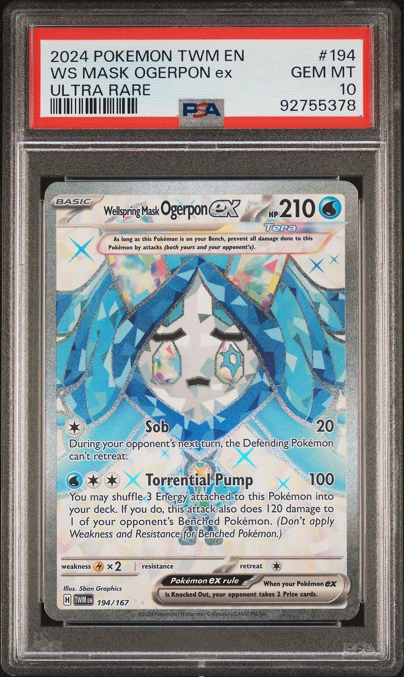 2024 Pokemon Twm En-twilight Masquerade 194 Wellspring Mask Ogerpon Ex Ultra Rare PSA 10