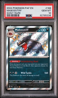 2024 Pokemon Paf En-paldean Fates 188 Mabosstiff Shiny Rare PSA 10