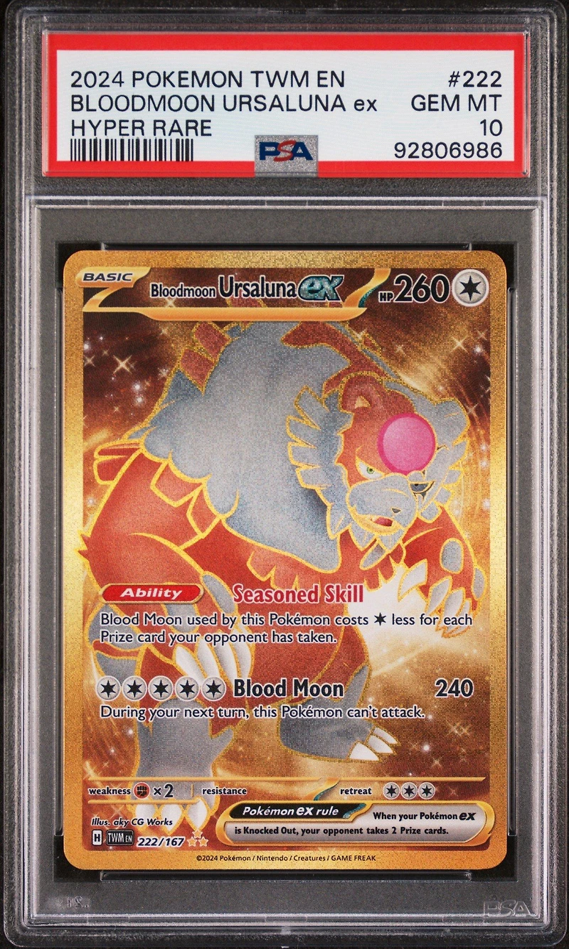 2024 Pokemon Twm En-twilight Masquerade 222 Bloodmoon Ursaluna Ex Hyper Rare PSA
