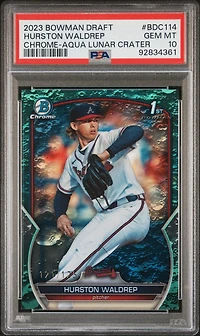2023 Bowman Draft Bdc114 Hurston Waldrep Chrome-aqua Lunar Crater Refractor PSA 10