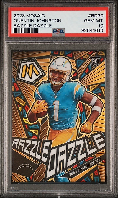2023 Panini Mosaic Razzle Dazzle Rd30 Quentin Johnston PSA 10