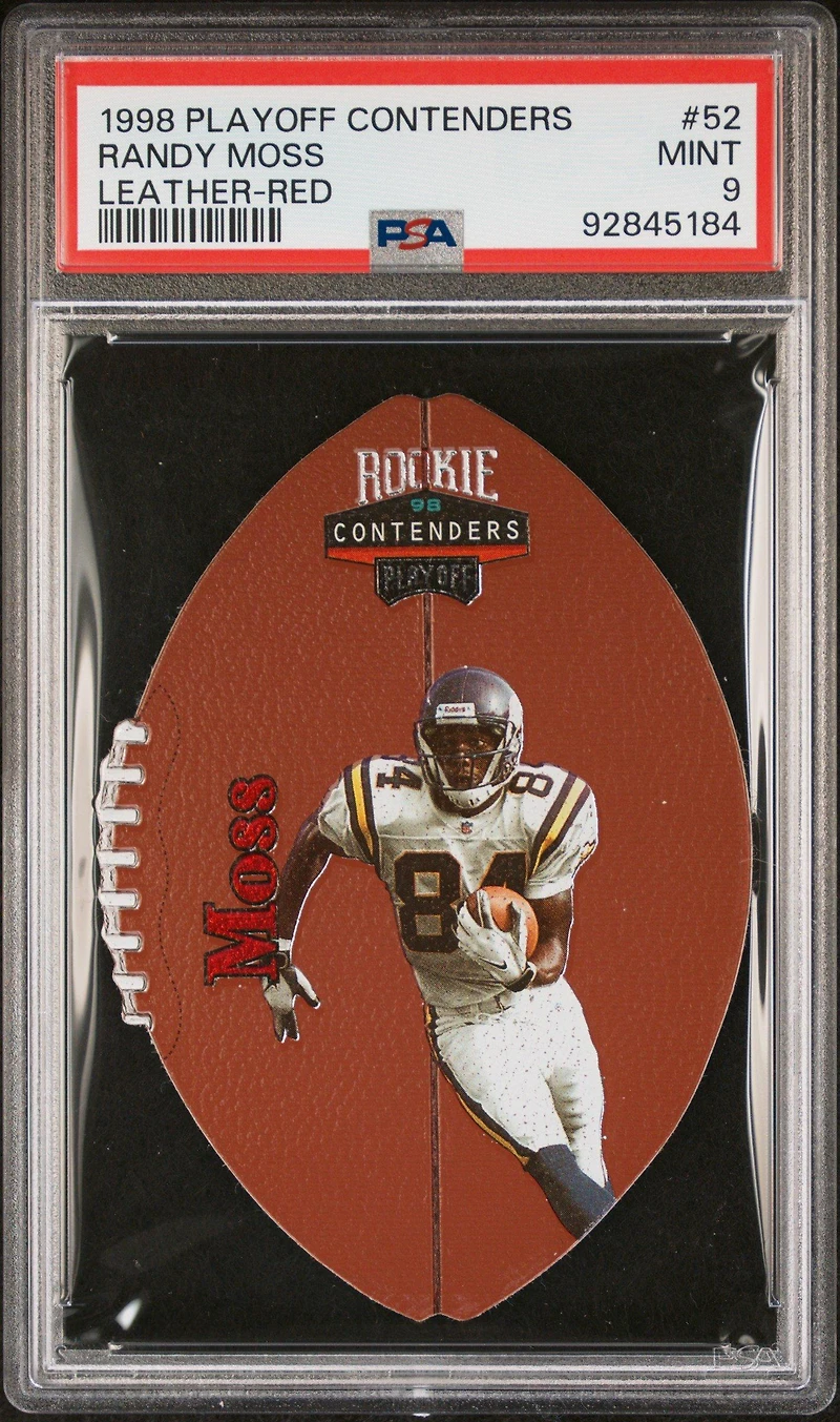 1998 Playoff Contenders Leather 52 Randy Moss Red PSA 9