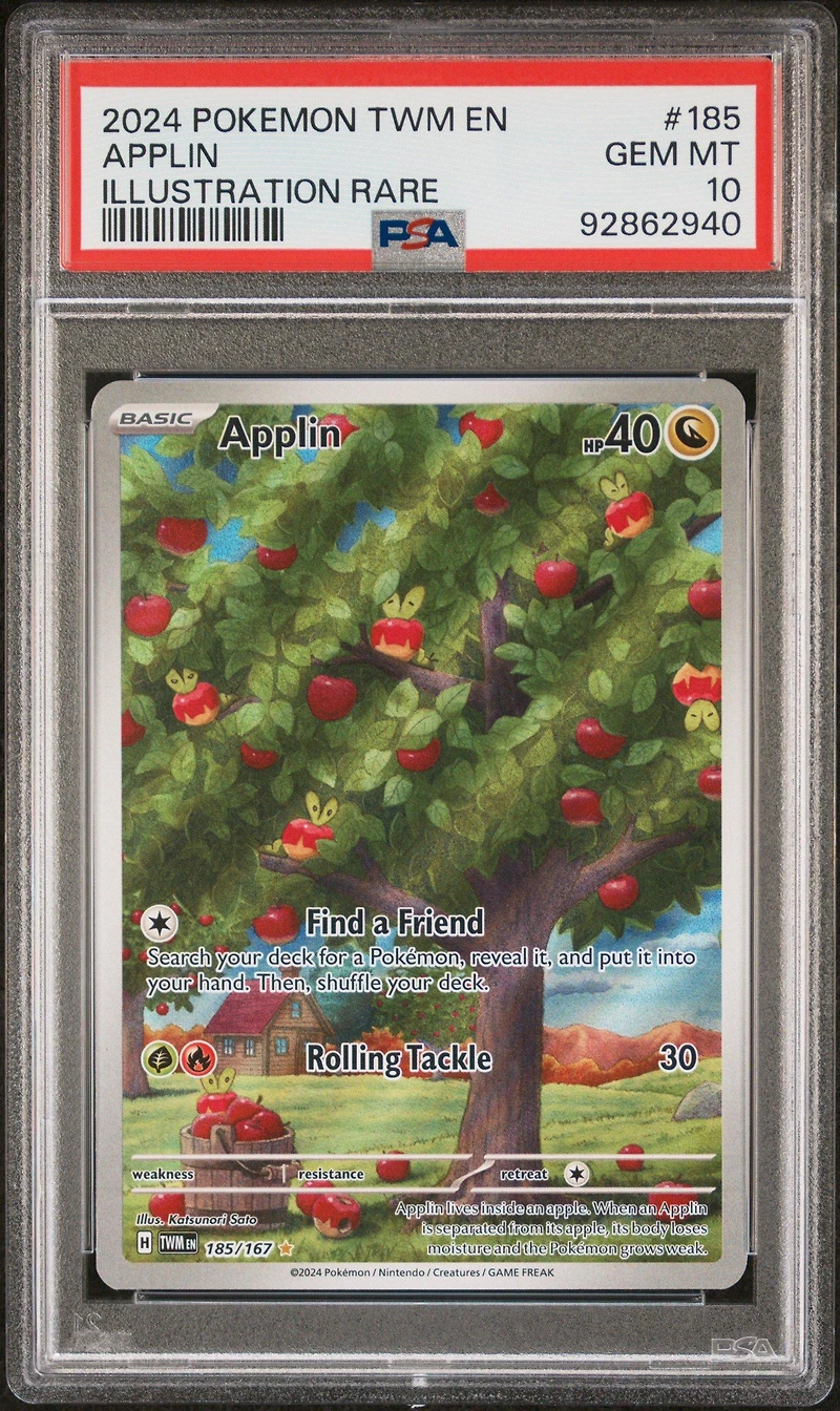2024 Pokemon Twm En-twilight Masquerade 185 Applin Illustration Rare PSA 10