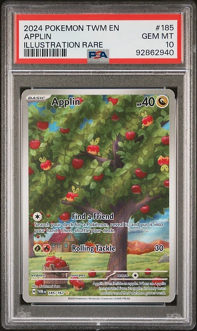 2024 Pokemon Twm En-twilight Masquerade 185 Applin Illustration Rare PSA 10