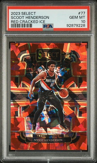 2023 Panini Select 77 Scoot Henderson Red Cracked Ice PSA 10
