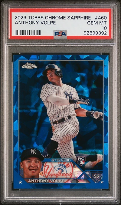 2023 Topps Chrome Sapphire 460 Anthony Volpe PSA 10