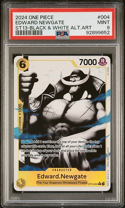 2024 One Piece Ultra Deck-the Three Brothers 004 Edward Newgate Black & White Alternate Art PSA 9