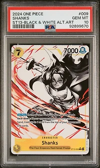 2024 One Piece Ultra Deck-the Three Brothers 009 Shanks Black & White Alternate Art PSA 10