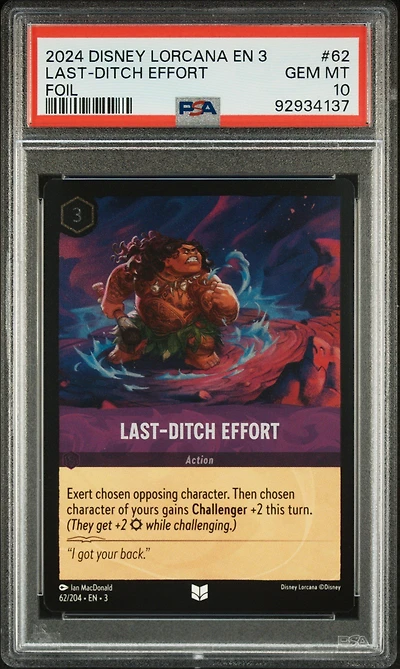 2024 Disney Lorcana En 3-into The Inklands 62 Last-ditch Effort Foil PSA 10