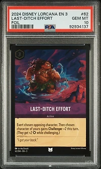 2024 Disney Lorcana En 3-into The Inklands 62 Last-ditch Effort Foil PSA 10