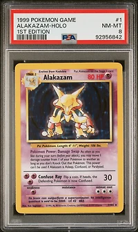 1999 Pokemon Game 1 Alakazam-holo 1st Edition PSA 8