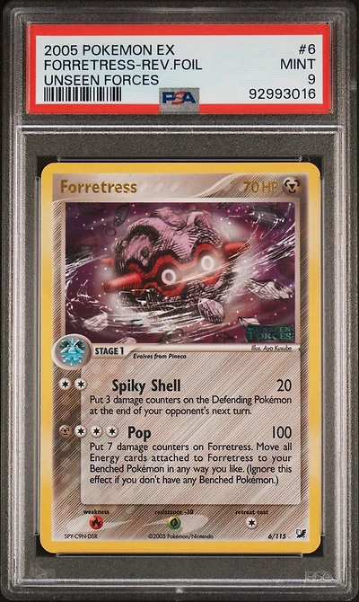 2005 Pokemon Ex Unseen Forces 6 Forretress-reverse Foil PSA 9