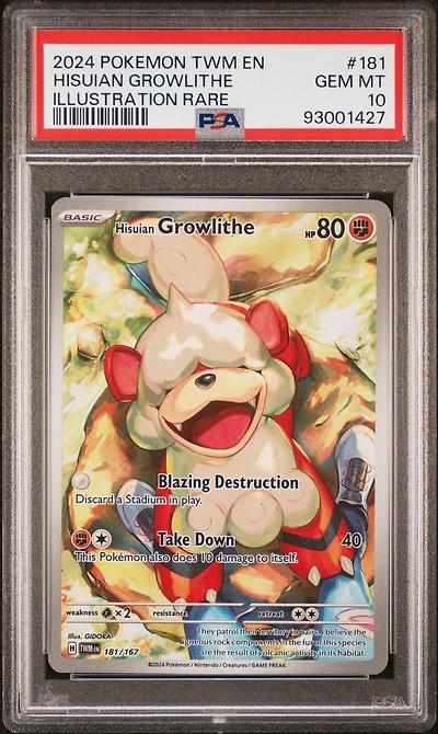 2024 Pokemon Twm En-twilight Masquerade 181 Hisuian Growlithe PSA 10