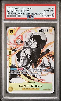 2023 One Piece Japanese Ultimate Deck-the Three Brothers 015 Monkey D. Luffy Black & White Alternate Art PSA 10