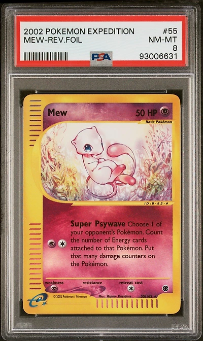2002 Pokemon Expedition 55 Mew-reverse Foil PSA 8