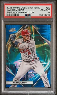 2022 Topps Cosmic Chrome 25 Yadier Molina Blue Moon Refractor PSA 10