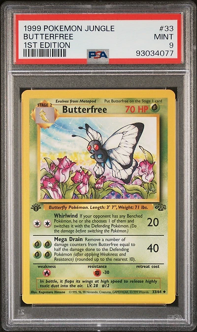 1999 Pokemon Jungle 33 Butterfree 1st Edition PSA 9