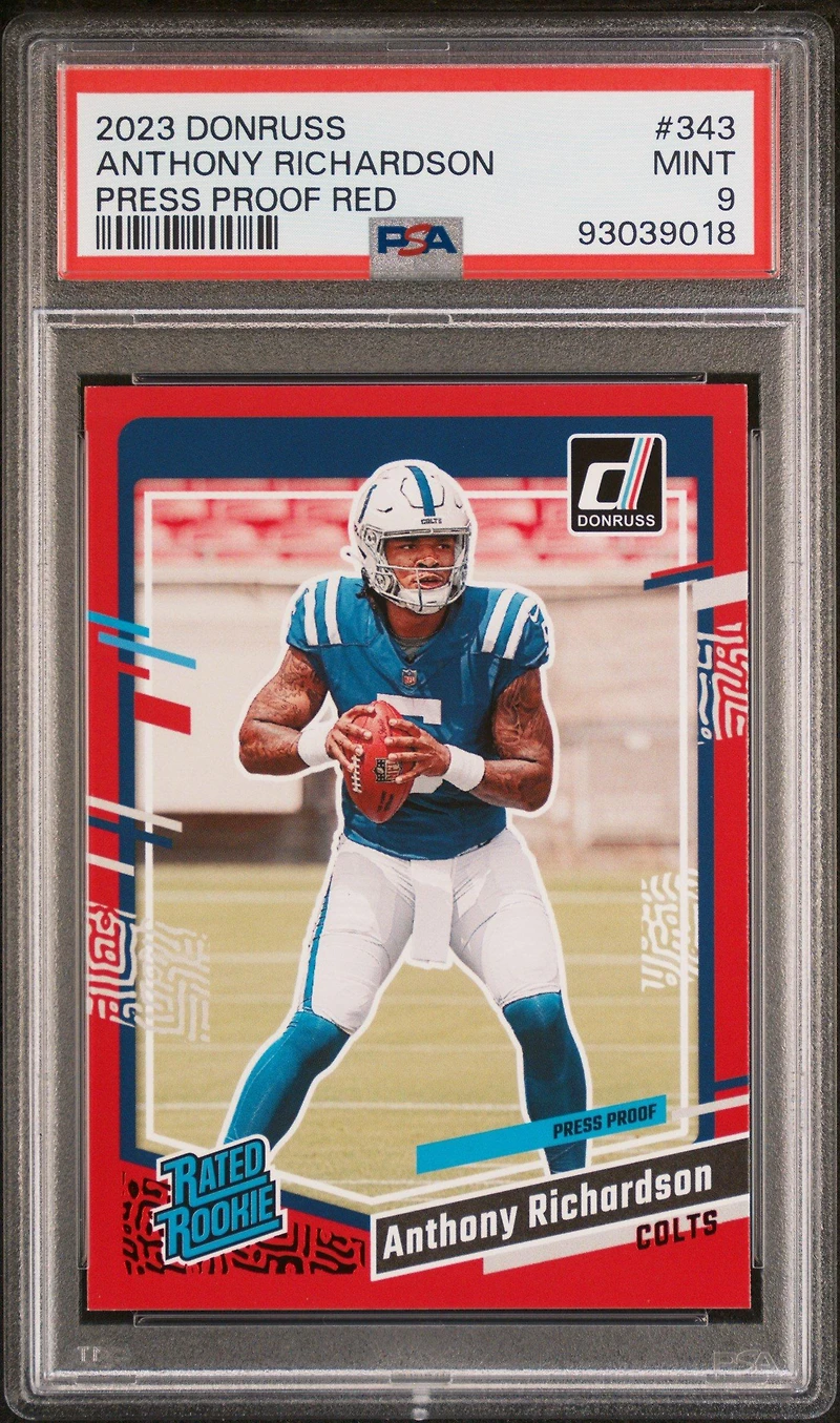 2023 Panini Donruss 343 Anthony Richardson Press Proof Red PSA 9