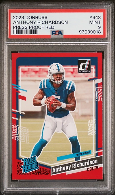 2023 Panini Donruss 343 Anthony Richardson Press Proof Red PSA 9