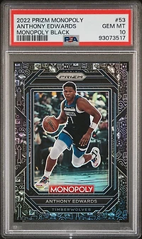 2022 Panini Prizm Monopoly 53 Anthony Edwards Monopoly Black PSA 10