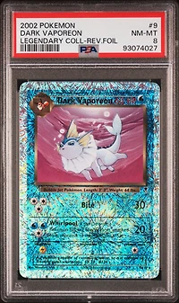 2002 Pokemon Legendary Collection 9 Dark Vaporeon-reverse Foil PSA 8