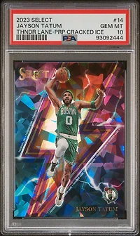 2023 Panini Select Thunder Lane 14 Jayson Tatum Purple Cracked Ice PSA 10